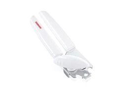 Leifheit Exact Can Opener, White, Strong Stainless Steel Deluxe Tin Opener, Hardened Steel Geared Cutting Wheel, Effective Opener,