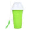 GENERIC Slushy Cup – 10.6 X 20.6 Cm Slushy Maker Cup With Lids & 2 In 1 Straw And Spoon – Quick Ice Maker Cup For Kids & Adults, Summer Homemade DIY Smoothies Slushy Maker Cup - 400 Ml (Green Neon)