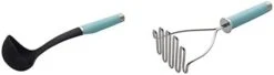 KitchenAid Gourmet Stainless Steel Wire Masher, 10.24-Inch, Aqua Sky & Silicone Tipped Stainless Steel Tongs, 10.26 Inch, Aqua Sky -KitchenAid Shop 21A 070DIPL. AC