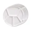 Fondue Plates Divided 5-Sections Round Ceramic Dinner Plates Set Of 4, Chip & Dip Serving Trays Perfect For Serving Fondue Food, Sauces And Condiments