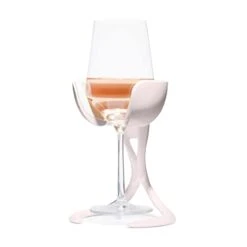 Stemmed Wine Glass Chiller | Keep The Chill Without Giving Up Your Glass | New Wine Accessory | Separable & Refreezable Chill Cradle | Actively Chills Stemware | Blush, Single