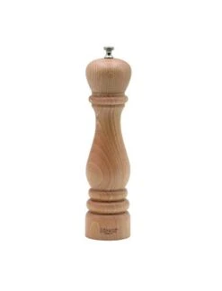 9.5 Inch Roma Beech Wood Pepper Mill With Adjustable Carbon Steel Grinder With Natural Finish , Made In Italy
