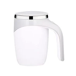 Electric Stirring Coffee Mug, Self Stirring Mug Rotating Home Office Travel Mixing Cup, Funny Electric Stainless Steel Self Mixing Coffee Tumbler, Suitable For Coffee, Milk, Cocoa(White)