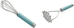 KitchenAid Gourmet Stainless Steel Wire Masher, 10.24-Inch, Aqua Sky & Silicone Tipped Stainless Steel Tongs, 10.26 Inch, Aqua Sky -KitchenAid Shop 21YrpgrHAnL. AC
