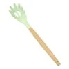 Silicone Pasta Fork (12"), Food Grade Noodle Spoon With Natural Wooden Handle, BPA Free, Spaghetti Strainer & Server Spoon (12 Inch, Mint Green)