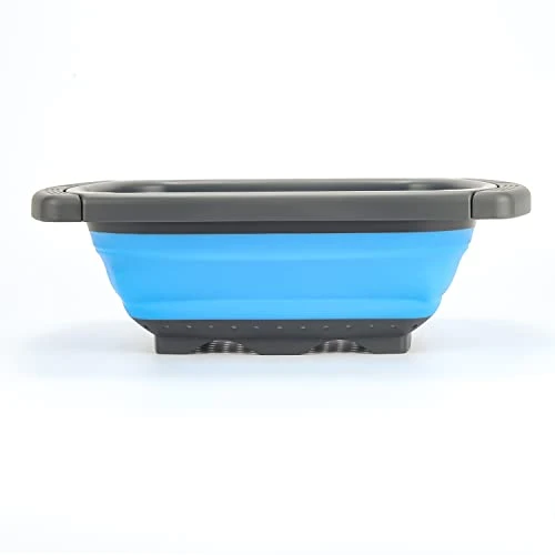 Over The Sink Collapsible Colander Kitchen Strainer Basket-Wash Vegetables And Fruits, Drain Cooked Pasta And Dry Dishes,6-Quart Capacity -Blue 7 Over The Sink Collapsible Colander Kitchen Strainer Basket-Wash Vegetables And Fruits, Drain Cooked Pasta And Dry Dishes,6-Quart Capacity -Blue - Image 5