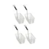 Deep Fryer Basket | 13" X 6.5" X 5.25" Restaurant Kitchen Commercial Use | Front Hooks Non-Slip Handle | Nickle Plated Stainless Steel (4 Pack)