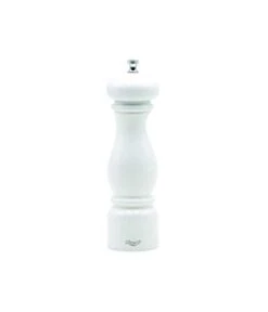 Firenze 8 Inch White Lacquered Beechwood Salt Mill Grinder With Adjustable Ceramic Grinder