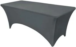 Fitted Tablecloth Grey Table Clothes For 5 Foot Rectangle Tables - Elastic Spandex Massage Bed Table Cover, Stretch Wrinkle Free Table Covers For Party, Wedding, Birthday, Banquet, Vendor -KitchenAid Shop 21doAjg18sL. AC