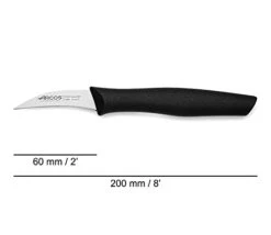 Rcos Paring Knife 2 Inch Stainless Steel. Professional Kitchen Knife For Cut, Peel And Clean Food. Ergonomic Polypropylene Handle And 60mm Blade. Series Nova. Color Black