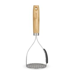 Ulinare Naturals C70008 Masher | Sustainable Bamboo/Stainless Steel | (L)270mm X (W)105mm | Manual Hand Held Mashing Tool/Kitchen Utensil | Metal Masher/Includes Pan Scraper | Not Dishwasher Safe