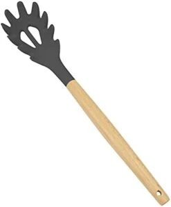 Silicone Pasta Fork (12"), Food Grade Noodle Spoon With Natural Wooden Handle, BPA Free, Spaghetti Strainer & Server Spoon (12 Inch, Mint Green) -KitchenAid Shop 21nAKlL6HmS. AC