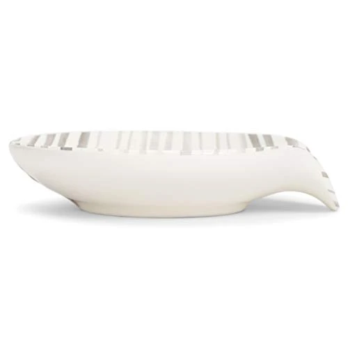 Stir Things Up 4.5 X 4 Glossy White And Grey Stripe Ceramic Stoneware Kitchen Spoon Rest 4 Stir Things Up 4.5 X 4 Glossy White And Grey Stripe Ceramic Stoneware Kitchen Spoon Rest - Image 2