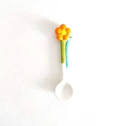 Ceramic Soup Spoons,Tulip Flowers Ceramic Coffee Spoon Heat-Resistant Tulip Shaped Espresso Stirring Tool Scoop Ceramic Dessert Spoon(Flower,Orange)