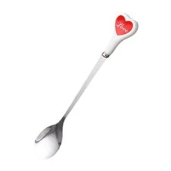 Honey Spoons Kids Spoons Stainless Steel With Ceramic Heart Handle Rustproof Dessert Metal Coffee Kitchen Gadgets For Coffee Milk Fruit Red Mixing Spoons Dessert Spoons
