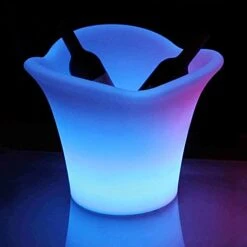 Napa: 16 Inch Color Changing LED Light Ice Bucket; Wireless, Rechargeable Outdoor Patio Pool Ice Bucket Drink Cooler - Up To 20 Hours Of Ambient Light -KitchenAid Shop 3105d93rLML