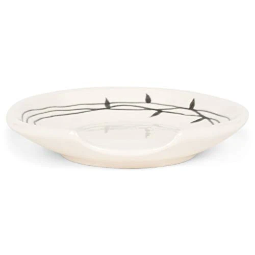 Ebossed Leaf Glossy Black And White 4 X 4 Ceramic Stoneware Spoon Rest 5 Ebossed Leaf Glossy Black And White 4 X 4 Ceramic Stoneware Spoon Rest - Image 3