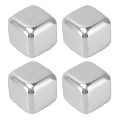 4Pcs Whiskey Stones, Stainless Steel Ice Cubes, Reusable Cooling Whiskey Rocks, Polishing Beverage Chilling Stones For Drinks, Wine, Bourbon(4 Glaçons)