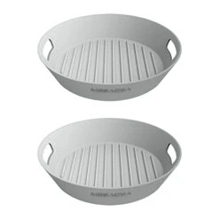 2 Pcs Silicone Air Fryer Liners-Reusable Heat Resistant Food Safe Silicone Bowl/Pot For Air Fryer And Microwave (GREY+GREY- 8inch)