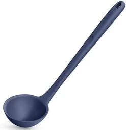 13 Inch Silicone Soup Ladle: U-Taste 600ºF Heat Resistant 4 Oz Large Non-stick Seamless Rubber Kitchen Deep Serving Spoon With Non-slip Solid Long Handle For Cooking Sauce/Stews/Gravies (Aqua Sky) -KitchenAid Shop 311Gz9zSwQL. AC