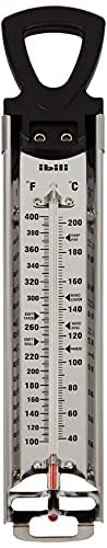 Ibili Candy Thermometer With Pot Clip & Hanging Hook - Stainless Steel Deep Fry, Jam, Sugar, Syrup, Jelly Cooking Food Thermometer With Temperature Reference