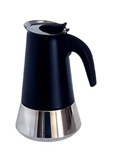 GENERIC Stove Top Espresso Maker, Stainless Steel Moka Coffee Pot, Classic Stove Top Coffee Maker, Percolator Coffee Pot For Mocha, Latte, Cappuccino And More, Portable Coffee Pot Black (6-Cups/300ML)