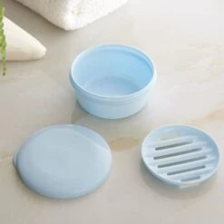 Plastic Soap Holder With Lid 2pcs Draining Soap Dish Portable Soap Box Shampoo Bar Container For Home Travel Outdoor Trips Soap Dish (Color : Blue Pink) -KitchenAid Shop 311eqyPNnZL