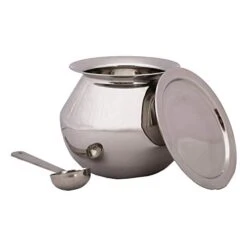 Subaa Stainless Steel Pongal Pot/gundu/cooker/handi,4 L,1 Piece (Silver),Medium