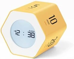 Mooas Multi-Hexagon Clock Timer (White Ver.2), Digital Clock Timer, Backlit Display, 12/24H Mode, Count Up & Countdown Timer, Rotating Display, Various Time Presets, For Studying, Cooking, Exercising -KitchenAid Shop 311xsPnYhzL. AC