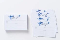 Otomi Recipe Box With 24 Cards & 12 Dividers - Folk Art Blue Decorative Recipe Organizer Tin Box
