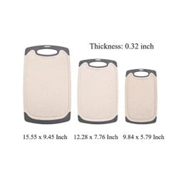 Cutting Boards For Kitchen, Anti-Skid Eco-Wheat Straw Cutting Board Set (3 Pcs), Dishwasher Safe (light Brown) -KitchenAid Shop 312ltgSD3pL