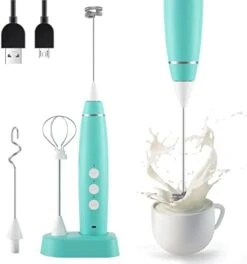 Milk Frother Handheld For Coffee Lattes Electric Foam Maker With 3 Whisks 3 Speed Rechargeable Drink Mixer Beater For Bulletproof Coffee Cappuccino Frappe Matcha (Black3.0) -KitchenAid Shop 3134j4pzWlL. AC