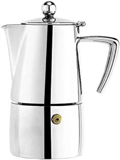 Uisinox Milano Stainless Steel Stovetop Moka Pot Espresso Coffee Maker, 4-Cup -KitchenAid Shop 3135g8snLML. AC 1