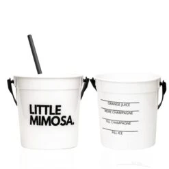 “Little Mimosa” (10-PACK) Plastic Cocktail Rum Buckets For Drinks, Brunch Supplies, Bachelorette Party Supplies (32oz) Reusable Punch Bowls, (BLACK)