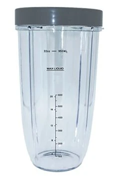 Replacement 32 Ounce Extra Large Cup Jar With Comfort Lip Ring, Compatible With Nutribullet 600W, 900W, NB-101B, NB-101S, NB-201, NBR-0601, NBR-1201, NB9-1301, 900 Pro Series Blenders