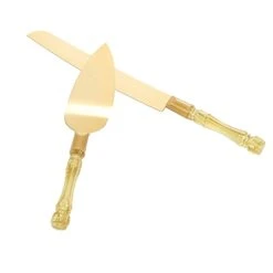 Imple Design Wedding Cake Knife And Serving Set For Parties Weddings Birthdays Anniversaries (Golden)