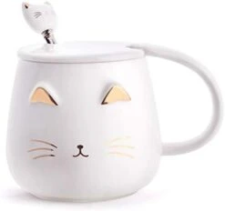 Pink Cat Mug, Cute Kitty Ceramic Coffee Mug With Stainless Steel Spoon, Novelty Coffee Mug Cup For Cat Lovers Women Girls 15 Pink Cat Mug, Cute Kitty Ceramic Coffee Mug With Stainless Steel Spoon, Novelty Coffee Mug Cup For Cat Lovers Women Girls -KitchenAid Shop 3146zCil1iL. AC
