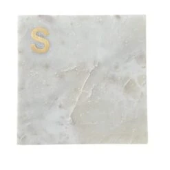 Monogram Marble Cheese Board, Hand Crafted Marble Cutting Board From White Marble Slab, Personalized Charcuterie Board With Brass Initial, Great Wedding Or House Warming Gifts, Letter S
