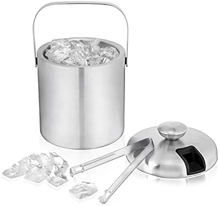 True Stainless Steel Ice Bucket With Tongs, Double Walled Insulated Bar Essential With Built-In Tong Holder Lid 10 True Stainless Steel Ice Bucket With Tongs, Double Walled Insulated Bar Essential With Built-In Tong Holder Lid - Image 8