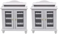 COHEALI Furniture 2pcs White Wine Model Mini House Adornment Cabinet Wooden Ornament Miniture House Miniatures -KitchenAid Shop 3161pvPVmvL. AC