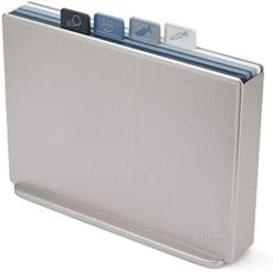 Joseph Joseph Index Plastic Cutting Board Set With Storage Case Color-Coded Dishwasher-Safe Non-Slip, Large, Silver (60134) -KitchenAid Shop 316WoCY0SZL. AC