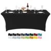 6Ft Table Cover Table Cloths For Parties Spandex Party Patio Fitted Table Covers For 6 Foot Tables Rectangle Tablecloths In Bulk For Wedding(Black)