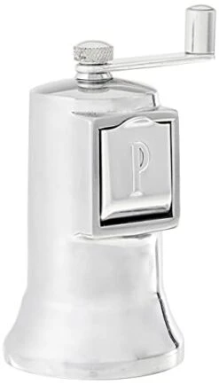 Adjustable Pepper Grinder Mill, Made In France, High-Carbon Steel Mechanism, 4.5-Inches, Silver