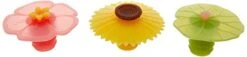 Wine Bottle Stopper-Lily Pad, Sunflower & Hibiscus, Set Of 3, Multicolor