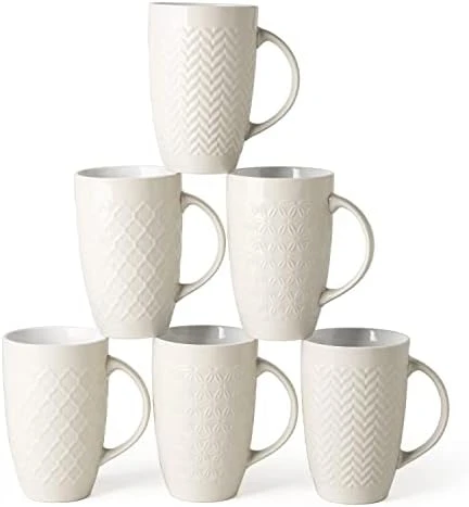 Large Coffee Mugs Set Of 6, 22oz Ceramic Tall Coffee Mugs Set With Textured Geometric Patterns For Latte/Tea/Beer/Hot Cocoa, Dishwasher & Microwave Safe, Black 9 Large Coffee Mugs Set Of 6, 22oz Ceramic Tall Coffee Mugs Set With Textured Geometric Patterns For Latte/Tea/Beer/Hot Cocoa, Dishwasher & Microwave Safe, Black - Image 7