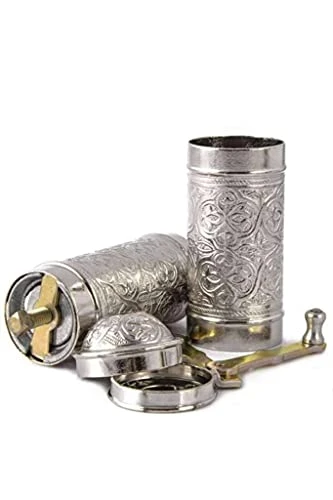 , Coffee And Spice Grinder, Refillable Authentic Spice Mill With Adjustable Coarseness, Manual Pepper Mill With Handle (Antique Silver) 3 , Coffee And Spice Grinder, Refillable Authentic Spice Mill With Adjustable Coarseness, Manual Pepper Mill With Handle (Antique Silver)