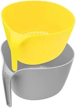 Food Strainers,Kitchen Colander,2-in-1 Stackable Large Bowl Set With Long Handle For Draining,Soaking,Straining Pasta,Noodles,Fruits And Vegetable,Cooked Food Or Mixing-4.5 Quart -KitchenAid Shop 318eUgF7L7L. AC