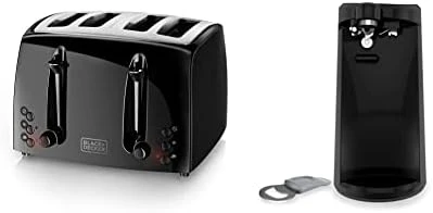 Black & Decker 4-Slice Toaster, Extra-Wide, Black, TR1410BD,10.91x11.54x7.71 & EasyCut Extra-Tall Can Opener With Knife Sharpener And Bottle Opener, Black, EC500B-T 11 Black & Decker 4-Slice Toaster, Extra-Wide, Black, TR1410BD,10.91x11.54x7.71 & EasyCut Extra-Tall Can Opener With Knife Sharpener And Bottle Opener, Black, EC500B-T - Image 9
