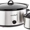 Crock-Pot Large 8 Quart Slow Cooker With Small Mini 16 Ounce Portable Food Warmer, Kitchen Appliance Bundles, Stainless Steel