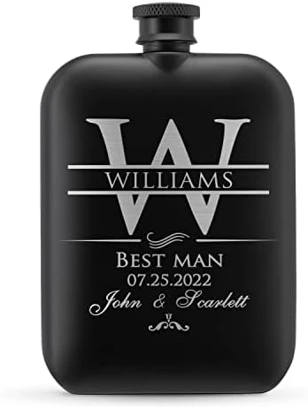 Groomsmen Gifts Set Of 6, Personalized Groomsmen Flask Set W Optional Gift Box - Wedding Favor, Engraved 6oz Stainless Steel Flask, Custom Flask Gift Set, Black #2 12 Groomsmen Gifts Set Of 6, Personalized Groomsmen Flask Set W Optional Gift Box - Wedding Favor, Engraved 6oz Stainless Steel Flask, Custom Flask Gift Set, Black #2 - Image 10